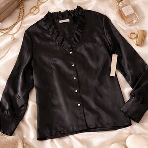 Kate Hill Woman | 100% Silk Ruffle Blouse | Size 20W | NWT